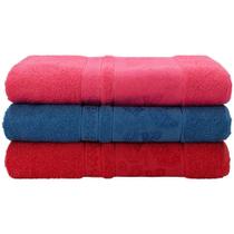 Jogo de Banho 3 Pçs Pandora Vermelho/Azul/Pink 75cmx1,50mts