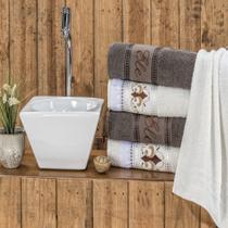 Jogo de banho algodão Ponto Russo 5 peças marrom