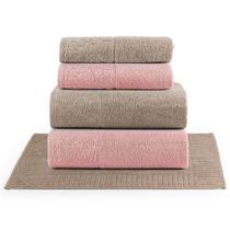 Jogo de Banho Blume Fio Penteado Jacquard 05 Peças 100% Algodão - Nuvem Rosa/Amêndoa/Amêndoa Jogo de Banho Blume Fio Penteado Jacquard 05 Peças 100% Algodão - Nuvem Rosa/Amêndoa/Amêndoa