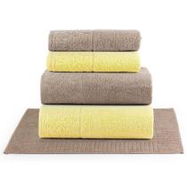 Jogo De Banho Blume Fio Penteado Jacquard 05 Peças 100% Algodão - Solar/amêndoa/amêndoa