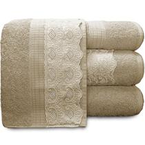 Jogo de Banho Buettner Dakota Renda 4 Peças 100% Algodão Dupla Torção Presente Toalha Macia Grossa