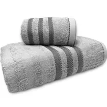 Jogo de Banho Corttex Asti Jacquard Alta Absorção Toalha 100% Algodão Macia Grossa Kit 2 Peças