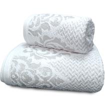 Jogo de Banho Corttex Dahlia Jacquard Alta Absorção Toalha Algodão Pré-Lavada Pré-Encolhida 2 Peças