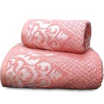 Jogo de Banho Corttex Dahlia Jacquard Alta Absorção Toalha Algodão Pré-Lavada Pré-Encolhida 2 Peças