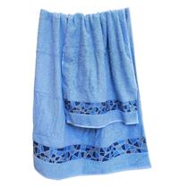 Jogo de Banho Diamante 2 Peças Azul Algodão 450g/m² Teka