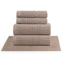 Jogo de Banho Dunna Fio Penteado Relevo Dunas 05 Peças 100% Algodão - Amêndoa