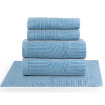 Jogo de Banho Dunna Fio Penteado Relevo Dunas 05 Peças 100% Algodão - Oceano