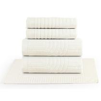 Jogo de Banho Dunna Fio Penteado Relevo Dunas 05 Peças 100% Algodão - Off White