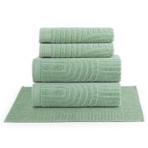 Jogo de Banho Dunna Fio Penteado Relevo Dunas 05 Peças 100% Algodão - Pistache