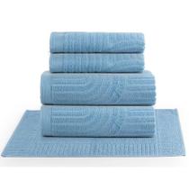 Jogo De Banho Dunna Toalhas Macias 100% Algodão Fio Penteado 5 Peças Oceano Azul