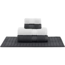 Jogo de Banho Duomo 5 Peças Preto e Branco 500g/m² Teka Jogo de Banho Duomo 5 Peças Preto e Branco 500g/m² Teka