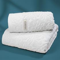 Jogo de Banho e Rosto Buddemeyer Floralis Extra Soft 2 Peças 100% Algodão Alta absorção Macia Grande Cor:Branco 1011
