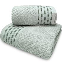 Jogo de Banho e Rosto Karsten Chardon 100% Algodão - Barra em Anarruga Macia Antipilling - 2 Peças