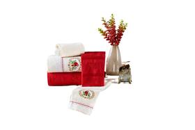 Jogo de Banho Ele e Ela Bordada e Com Barrado - 5 Peças 100% Algodão