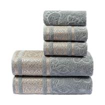 Jogo De Banho Essence Bordado Algodão 5 Peças - Granito