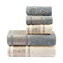 Jogo de Banho Essence Bordado Algodão 5 Peças - Granito/Pérola