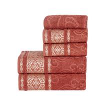 Jogo de Banho Essence Bordado Algodão 5 Peças - Terracota