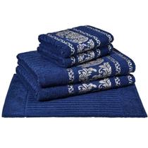 Jogo De Banho Gigante 05 Peças Cavhome Algodão Ibiza Marinho