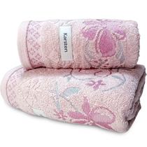 Jogo de Banho Karsten Yuna 100% Algodão - Barra Floral Brilho Grossa Macia Antipilling - 2 Peças Jogo de Banho Karsten Yuna 100% Algodão - Barra Floral Brilho Grossa Macia Antipilling - 2 Peças