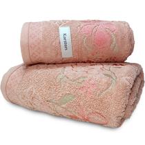 Jogo de Banho Karsten Yuna 100% Algodão - Barra Floral Brilho Grossa Macia Antipilling - 2 Peças