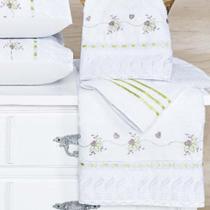 Jogo De Banho L' Amour Bordado Algodão 5 Peças - Branco