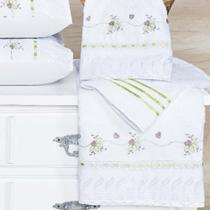 Jogo de Banho L' Amour Bordado Algodão 5 Peças - Branco