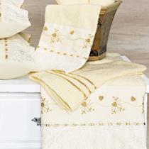 Jogo De Banho L' Amour Bordado Algodão 5 Peças - Marfim