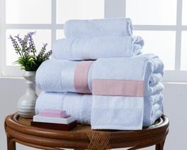 Jogo De Banho Laisa 5Pçs Algodão Egípcio Branco/Rosa