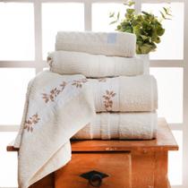 Jogo De Banho Londres Bordado 5Pçs 100% Algodão Várias Cores