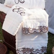 Jogo De Banho Mondrean 5 Peças Bordado 200 Fios 100% Algodão Branco