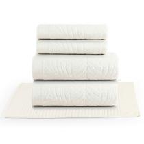 Jogo de Banho Native Fio Penteado Jacquard Folhas 05 Peças 100% Algodão - Off White