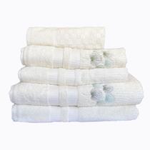 Jogo De Banho Natureza 5Pçs 100% Algodão Várias Cores