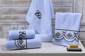 Jogo De Banho Noblesse Luxo Bordado 5 Peças Branco Com Preto