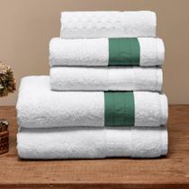 Jogo De Banho Pádua 5Pçs 100% Algodão Egípcio Branco/Verde