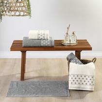 Jogo de Banho Petit Poa Algodão 5 Peças - Granito/Perola