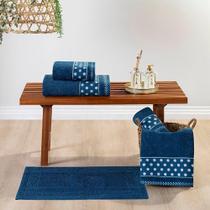 Jogo De Banho Petit Poa Algodão 5 Peças - Marinho