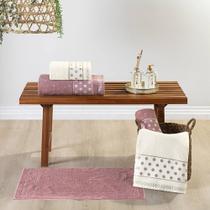 Jogo de Banho Petit Poa Algodão 5 Peças - Rosa Cha/Perola