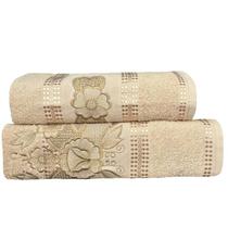 Jogo de Banho Reistin Presence Bordado Richilieu 2 Peças 100% algodão BEGE