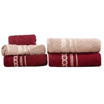 Jogo de Banho Sultan Romance 5 Peças em Algodão 420g/m² Alta Absorção Malbec e Castor Jogo de Banho Sultan Romance 5 Peças em Algodão 420g/m² Alta Absorção Malbec e Castor