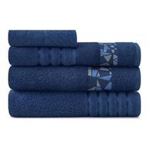 Jogo de Banho Teka Diamante Azul 5 Peças - Algodão 450g/m² Jogo de Banho Teka Diamante Azul 5 Peças - Algodão 450g/m²