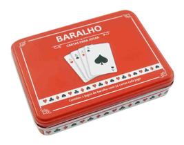 Jogo de baralho na lata 02 jogos de 54 cartas