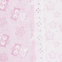 Jogo de Berço Composê 3 Peças Minas Rey - Coruja Rosa