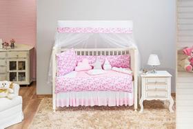 Jogo De Berço Menina 13 Peças Estampado Céu Estrelado Rosa