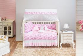 Jogo De Berço Menina 13 Peças Estampado Céu Estrelado Rosa