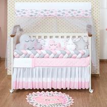 Jogo De Berço Para Bebês Modelo Nuvem Trançado Azul e Rosa Com Tapete 13 Peças Jogo De Berço Para Bebês Modelo Nuvem Trançado Azul e Rosa Com Tapete 13 Peças