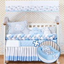 Jogo De Berço Para Menino Com Caminha De Bebe Conforto Azul Jogo De Berço Para Menino Com Caminha De Bebe Conforto Azul