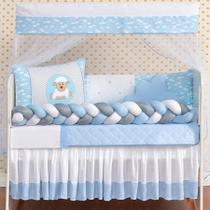 Jogo de Berço Trançado Modelo Ovelha Menino 14 Peças ul Jogo de Berço Trançado Modelo Ovelha Menino 14 Peças ul