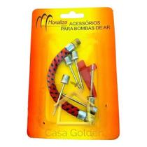 Jogo De Bicos Para Bomba De Ar 5 Agulhas E Mangueira Extensora Para Encher Bolas E Pneu De Bike