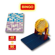 Jogo De Bingo 48 Cartelas Com 90 Bolinhas Globo Giratório