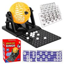 Jogo de Bingo Brinquedo Infantil 36 Cartelas 90 Bolinhas com Globo Giratório Para Festa Brincadeira